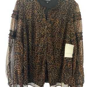 Calligraphie Brand Women’s Blouse XL NWT Leopard Print